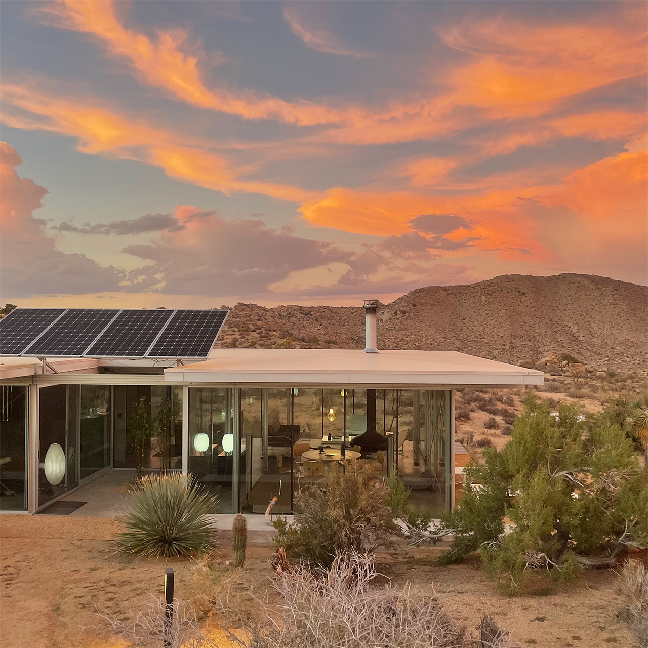Exterior view of the off-grid desert house