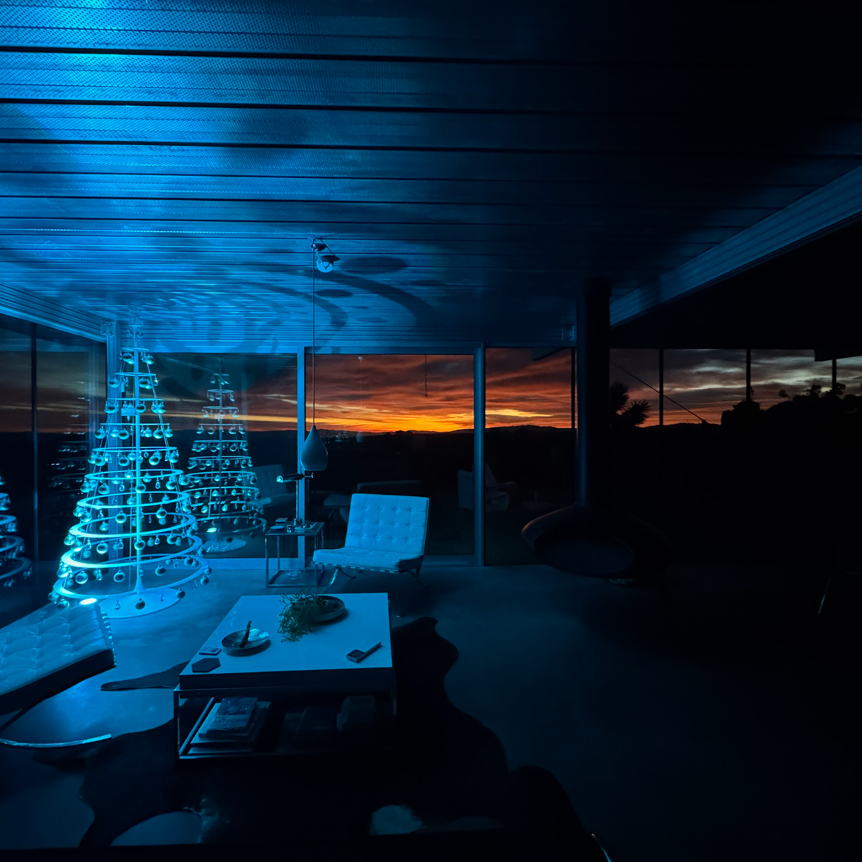 Living area interior with warm seasonal atmosphere