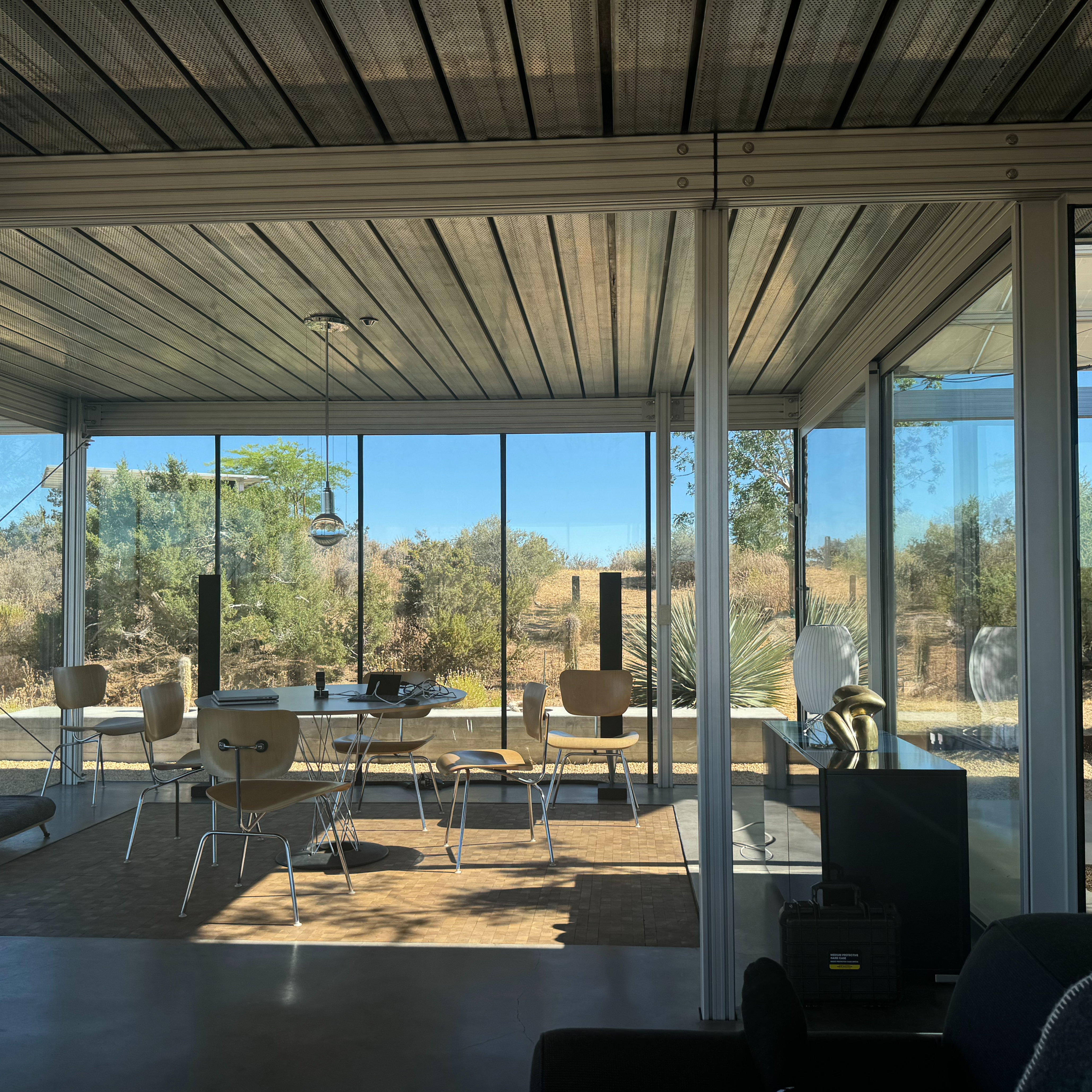 Bedroom interior with wide desert view